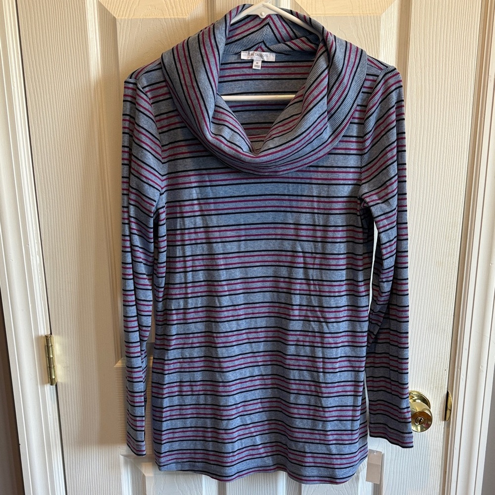 Talbots Multicolor Striped Cowl Neck Longsleeve Top
